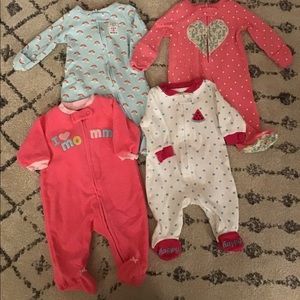 Newborn baby girl zipper sleepers